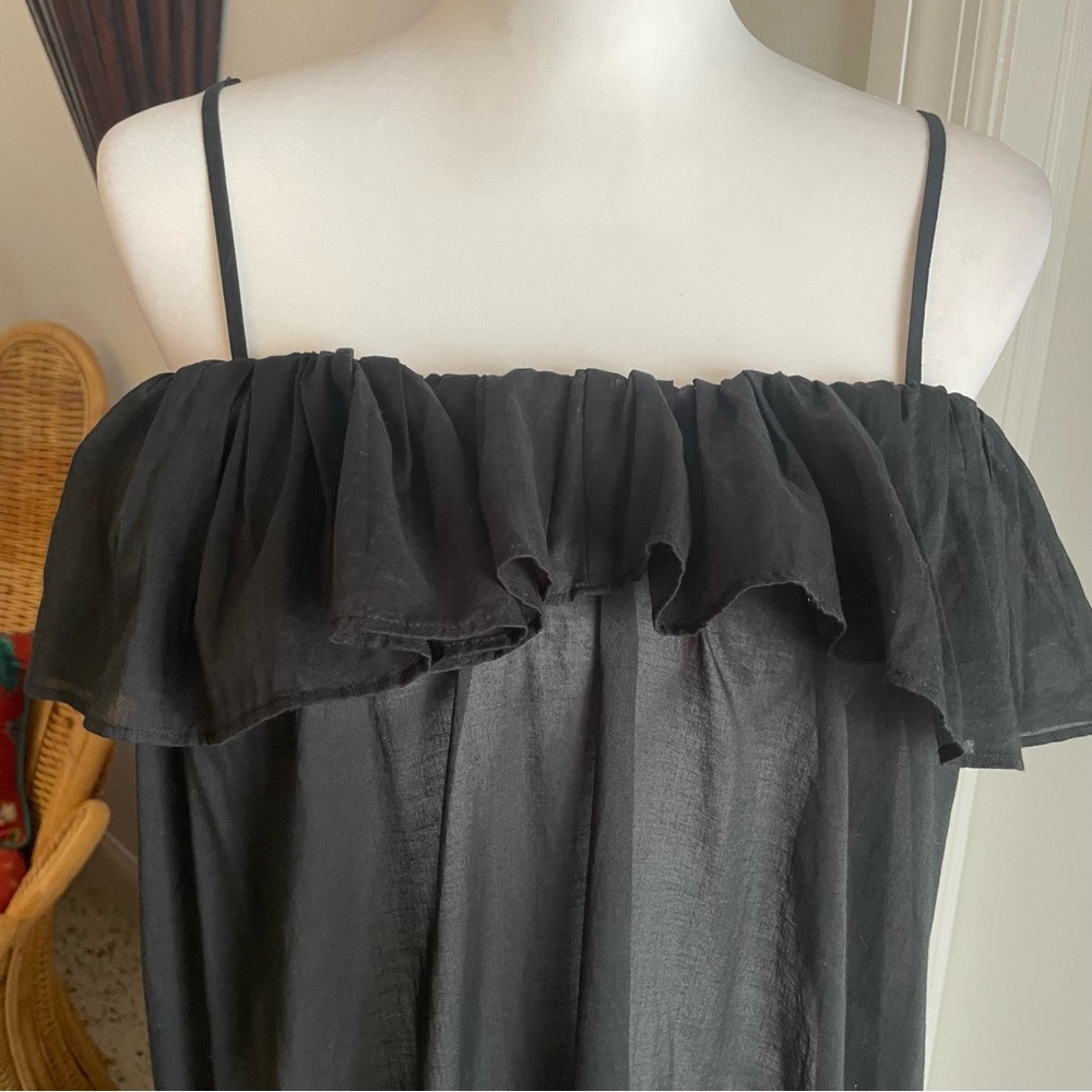 J. Crew Black Spaghetti Adjustable Strap Ruffle Dress! NEW. Beautiful! Medium - Picture 4 of 14